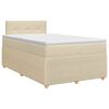 vidaXL Pat boxspring cu saltea cu headboard Crem 120 x 190 cm Țesătură