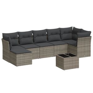 vidaXL Set canapele de grădină cu perne, 8 piese, gri, poliratan