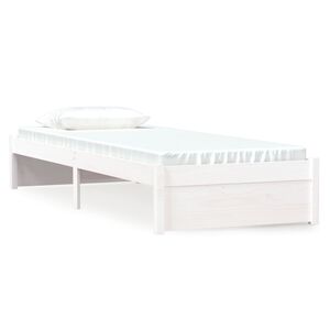 vidaXL Cadru de pat mic single, alb, 75x190 cm, lemn masiv