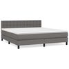 vidaXL Pat box spring cu saltea, gri, 180x200 cm, piele ecologică