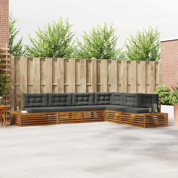 vidaXL Set de canapele de exterior 6 Bucată Natural și Antracit