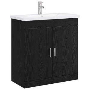 vidaXL Set de mobilier pentru baie Stejar Negru 81 x 40 x 84,5 cm