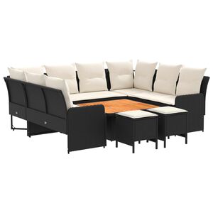 vidaXL Seturi de mobilier cu pernă 8 pcs Negru și Crem Ratan PE