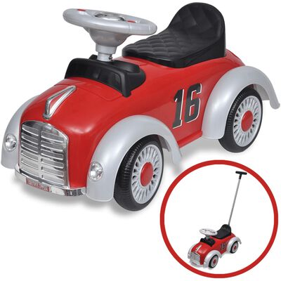 vidaXL Mașină pentru copii cu bară de împingere, roșu