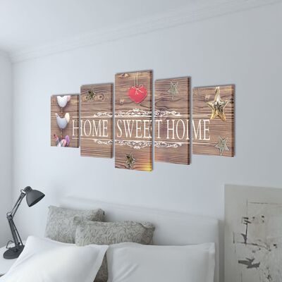 Set tablouri de pânză imprimate cu home sweet home, 100 x 50 cm