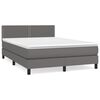 vidaXL Pat box spring cu saltea, gri, 140x190 cm, piele ecologică