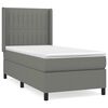 vidaXL Pat box spring cu saltea, gri &icirc;nchis, 90x200 cm, textil