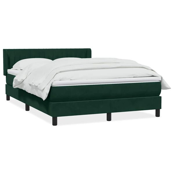 vidaXL Pat box spring cu saltea, verde &icirc;nchis, 160x220 cm, catifea