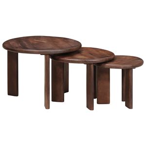 vidaXL Mese de Cafea Nesting 3 buc. Maro &icirc;nchis &Oslash; 54 x 40 cm