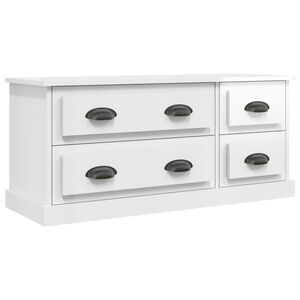 vidaXL Comodă TV, alb extralucios, 100x35,5x45 cm, lemn prelucrat