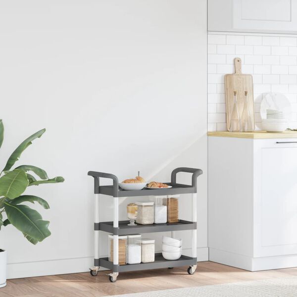 vidaXL Cărucior cu 3 niveluri, gri, 77x34x72 cm, aluminiu