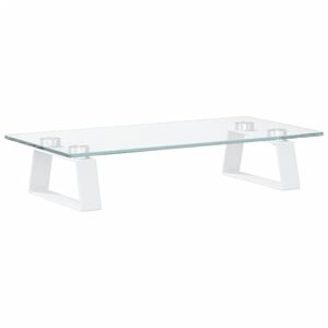 vidaXL Suport de monitor, alb, 40x20x8 cm, sticlă securizată și metal
