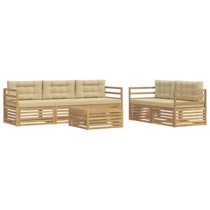 vidaXL Set de canapele de exterior 6 buc. Alb și Bej