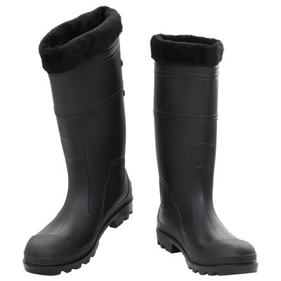vidaXL Cizme de ploaie cu șosete detașabile, negru, mărime 45, PVC