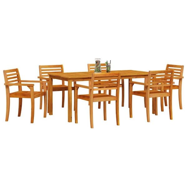 vidaXL Set de masă pentru grădină 7 pcs Maro Lemn Solid de Acacia