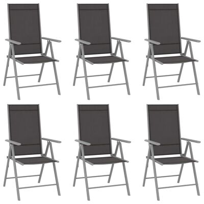 vidaXL Set mobilier de grădină, 7 piese, argintiu și negru, aluminiu