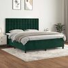 vidaXL Pat box spring cu saltea, verde &icirc;nchis, 180x200 cm, catifea
