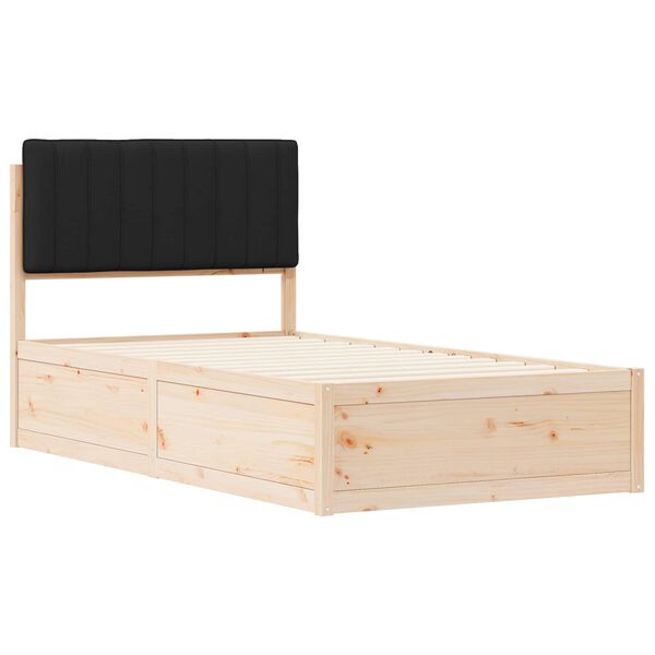 vidaXL Cadru de pat cu tăblie tapițată cu headboard Negru 100 x 200 cm