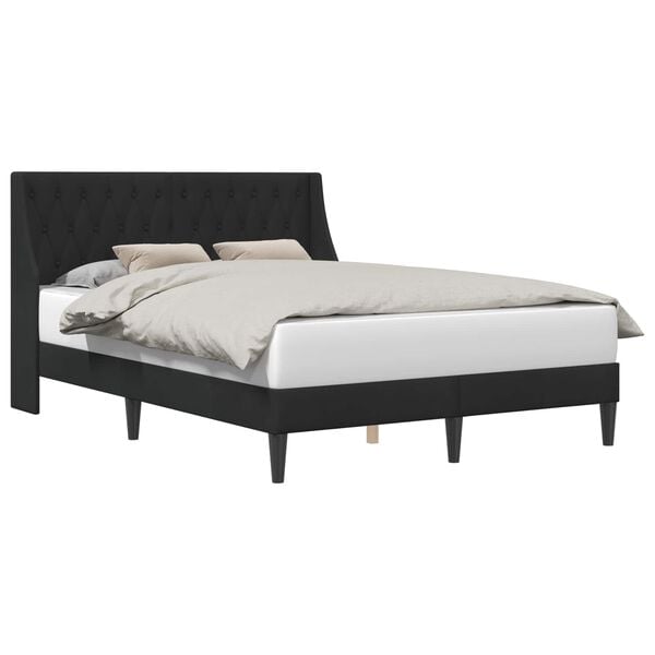 vidaXL Cadru de pat cu headboard Negru 140 x 200 cm Catifea