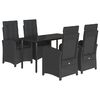 vidaXL Set mobilier de grădină cu perne, 5 piese, negru, poliratan