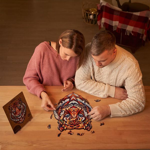 UNIDRAGON Puzzle din lemn 273 piese Lovely Tiger, King size, 30x38 cm