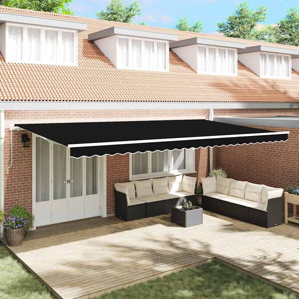 vidaXL Cortina Retractabilă Negru 600 &times; 300 cm Poliester și Aluminiu