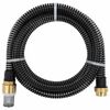 vidaXL Furtun de aspirație cu racorduri din alamă, negru 1,1" 5 m, PVC