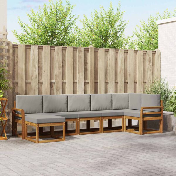 vidaXL Set de canapele de exterior 7 pcs Gri natural și deschis