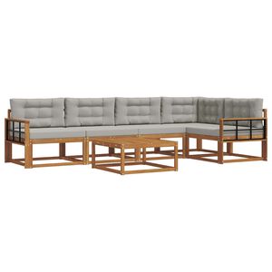 vidaXL Set de canapele de exterior 6 pcs Natural și gri deschis
