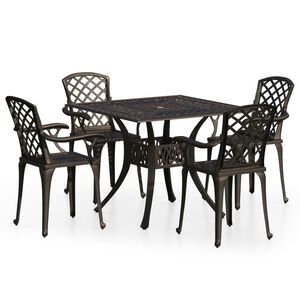 vidaXL Set mobilier bistro, 5 piese, bronz, aluminiu turnat