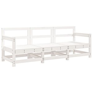 vidaXL Set mobilier de grădină, 3 piese, alb, lemn masiv de pin