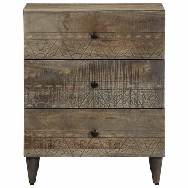 vidaXL Noptiera gri deschis 50x33x60 cm lemn masiv de mango