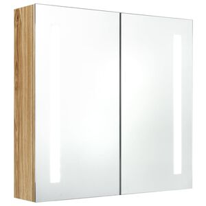 vidaXL Dulap de baie cu oglindă și LED, stejar, 62x14x60 cm
