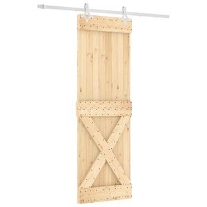 vidaXL Ușă glisantă Natural și Alb 70 x 210 cm Lemn de Pin Solid