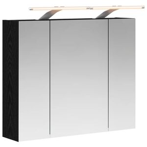 vidaXL Dulap cu oglindă pentru baie Stejar Negru 60 x 14,5 x 50 cm