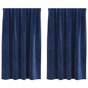 vidaXL Perdele opace 2 pcs Albastru &icirc;nchis 140 x 140 cm Catifea