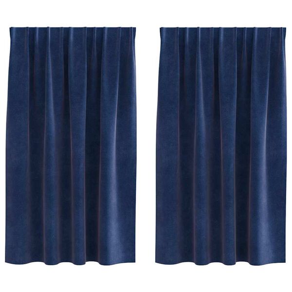 vidaXL Perdele opace 2 pcs Albastru &icirc;nchis 140 x 140 cm Catifea