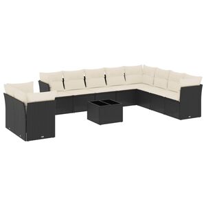 vidaXL Set canapele de grădină cu perne, 11 piese, negru, poliratan