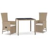 vidaXL Set mobilier de grădină cu perne, 3 piese, bej, poliratan