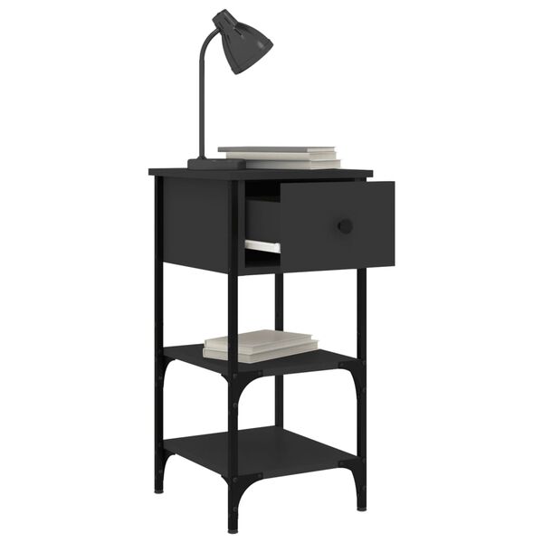 vidaXL Noptieră, negru, 34x36x70 cm, lemn compozit