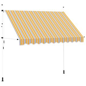 vidaXL Copertină retractabilă manual, dungi galben și albastru, 300 cm