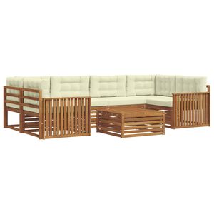 vidaXL Set de canapele de exterior 7 buc. Natural și Crem