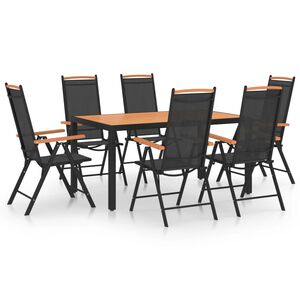 vidaXL Set mobilier pentru grădină, 7 piese, negru, aluminiu