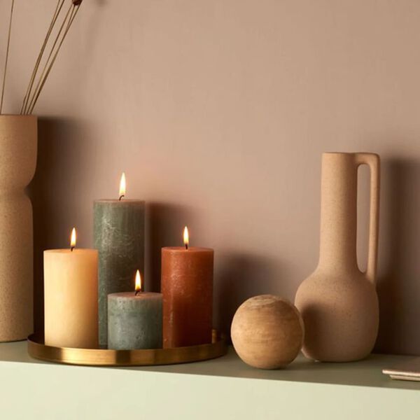 Bolsius Lum&acirc;nări bloc rustice Shine, 4 buc., galben fagure, 130x68 mm