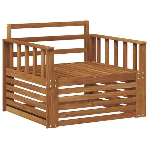 vidaXL 2 Bucată Sofa cu Brațe Lemn Solid de Acacia natural