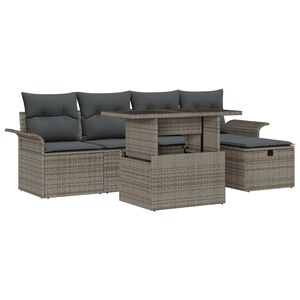 vidaXL Set de canapele pentru grădină cu pernă 6 pcs Gri Rattan poli