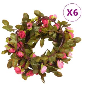 vidaXL Ghirlande de flori, 6 buc., roze, 215 cm