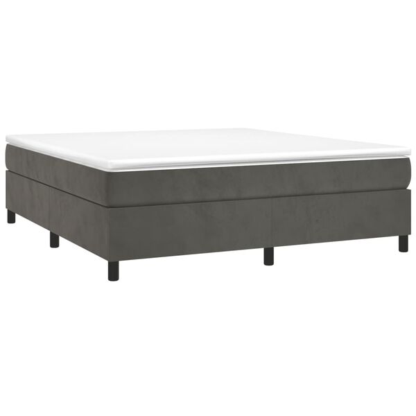 vidaXL Pat box spring cu saltea, gri &icirc;nchis, 200x200 cm, catifea