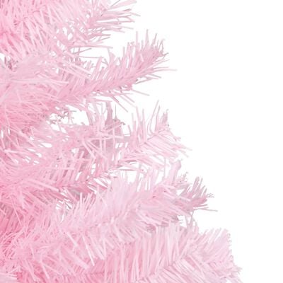 vidaXL Brad Crăciun pre-iluminat cu set globuri, roz, 240 cm, PVC