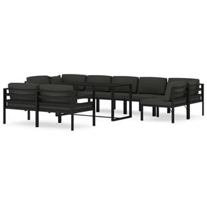 vidaXL Set mobilier relaxare grădină 10 piese perne aluminiu antracit